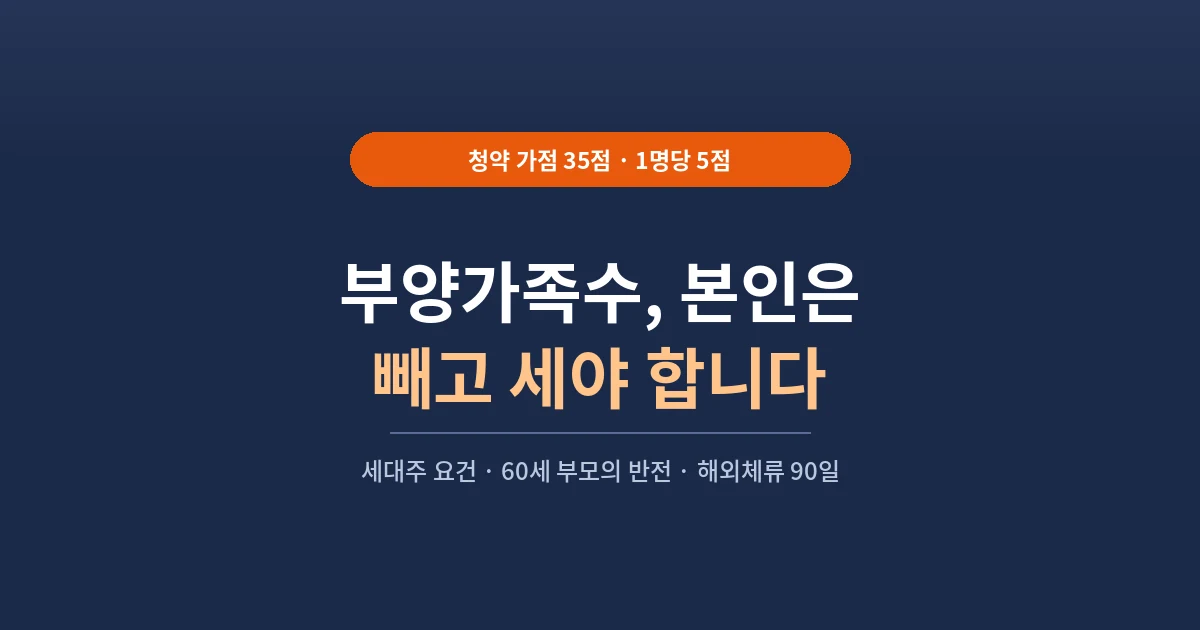청약 부양가족수는 본인을 빼고 센다는 안내 이미지