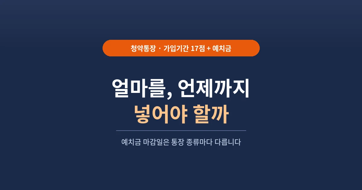 청약통장에 얼마를 언제까지 넣어야 하는지 안내하는 이미지