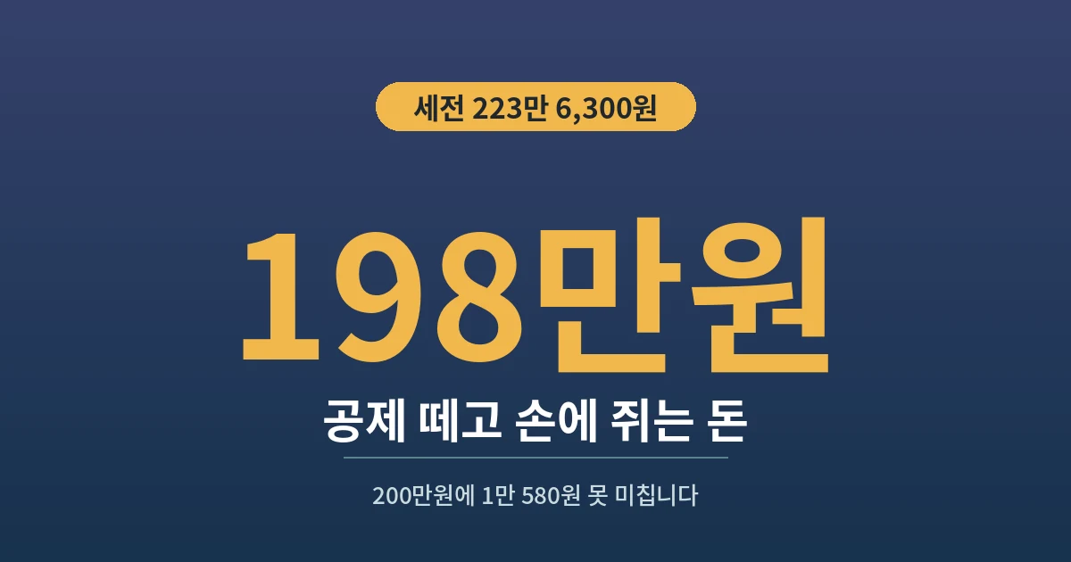 198만원 - 공제 떼고 손에 쥐는 돈