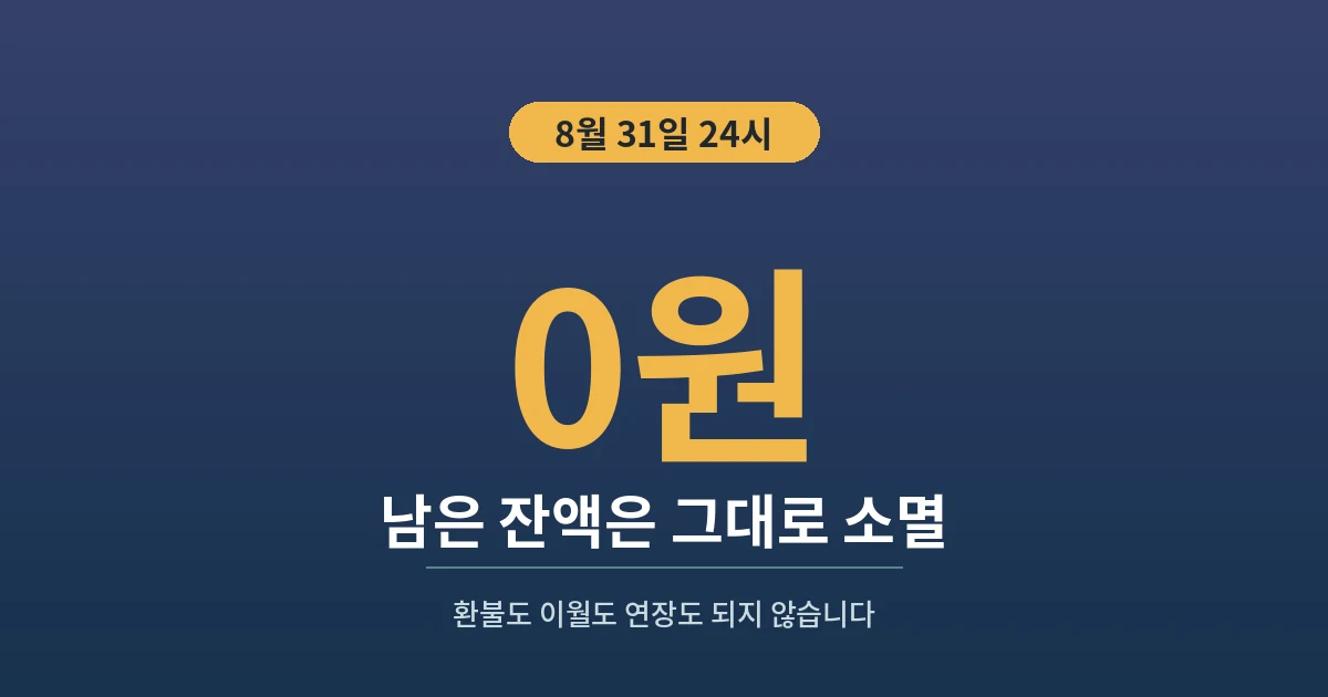 0원 - 남은 잔액은 그대로 소멸